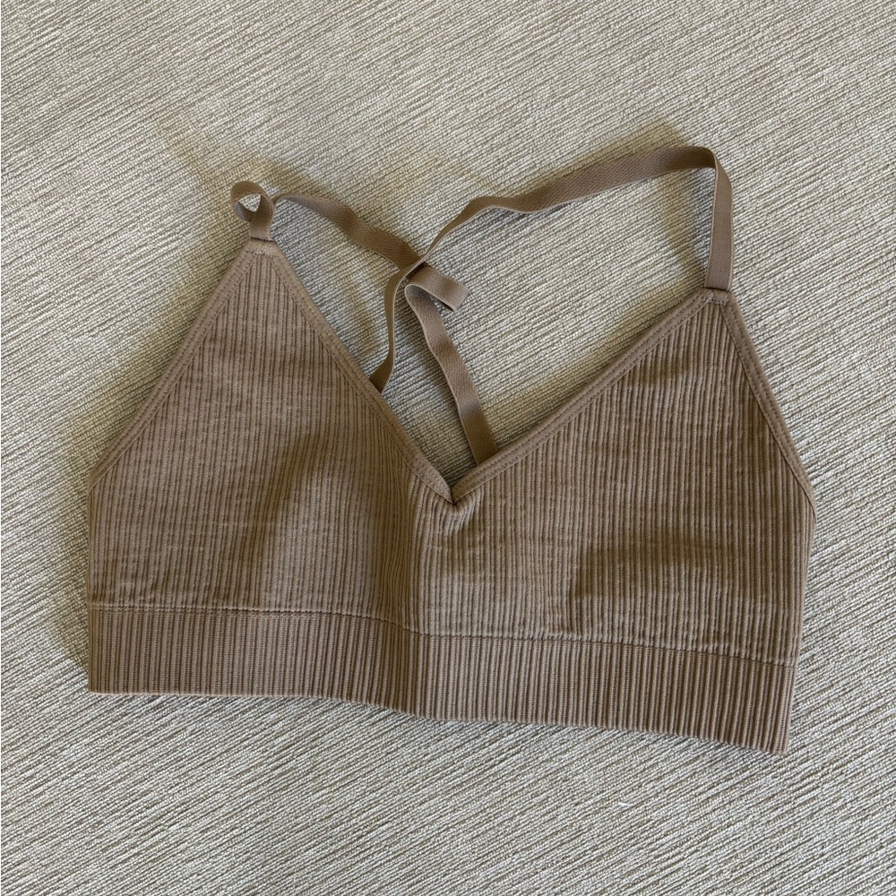 Good American Ribbed Tan Bralette